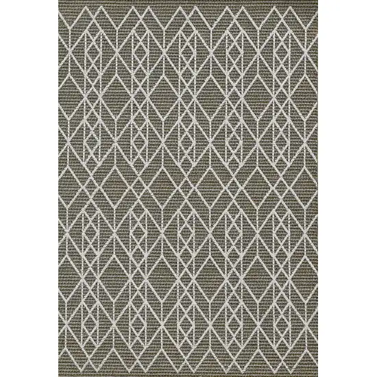 Grey Machine Woven UV Treated Geometric Indoor Outdoor Area Rug Photo 1