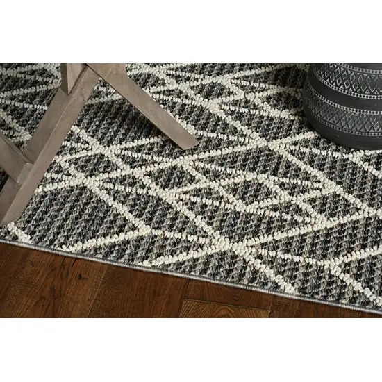 Grey Machine Woven UV Treated Geometric Indoor Outdoor Area Rug Photo 4