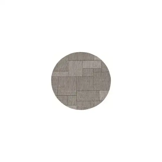 8' Grey Machine Woven Uv Treated Geometric Indoor Outdoor Round Area Rug Photo 4