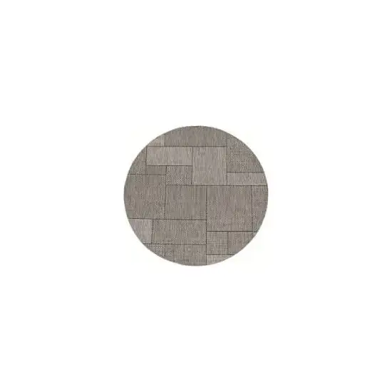 8' Grey Machine Woven Uv Treated Geometric Indoor Outdoor Round Area Rug Photo 4