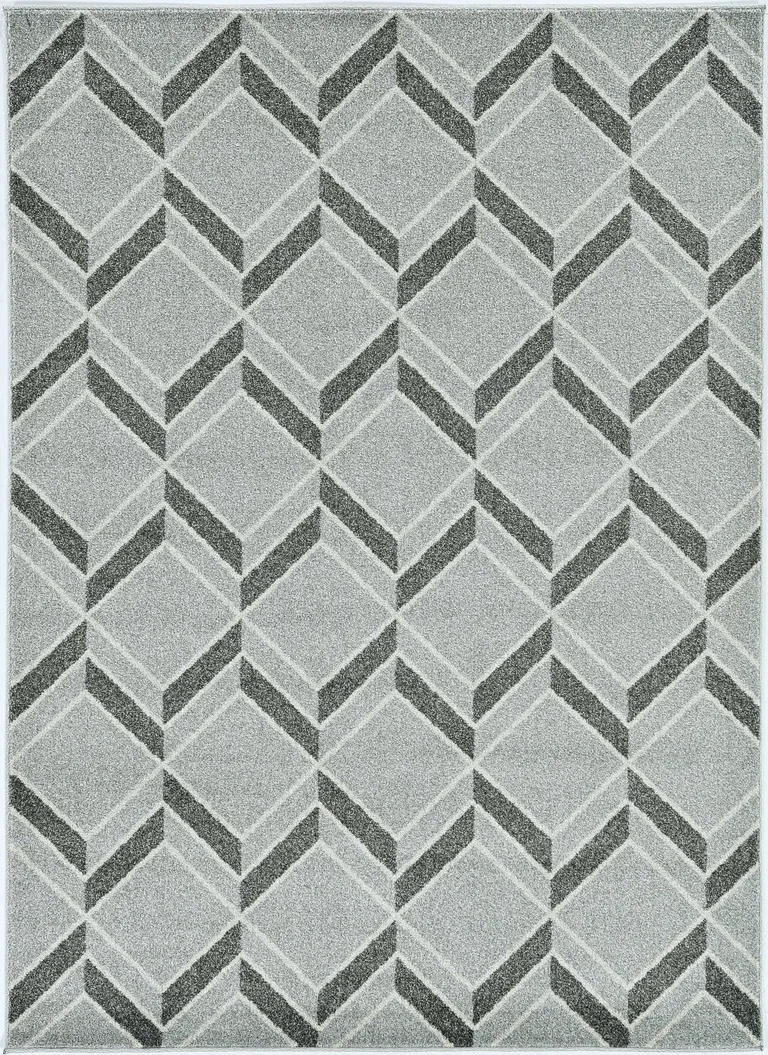 Grey Machine Woven UV Treated Herringbone Illusion Indoor Outdoor Accent Rug Photo 1