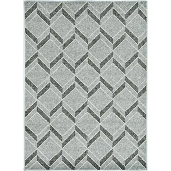 Grey Machine Woven UV Treated Herringbone Illusion Indoor Outdoor Accent Rug Photo 1