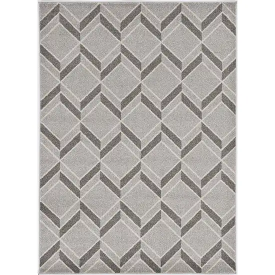 2'X4' Grey Machine Woven Uv Treated Herringbone Illusion Indoor Outdoor Accent Rug Photo 3