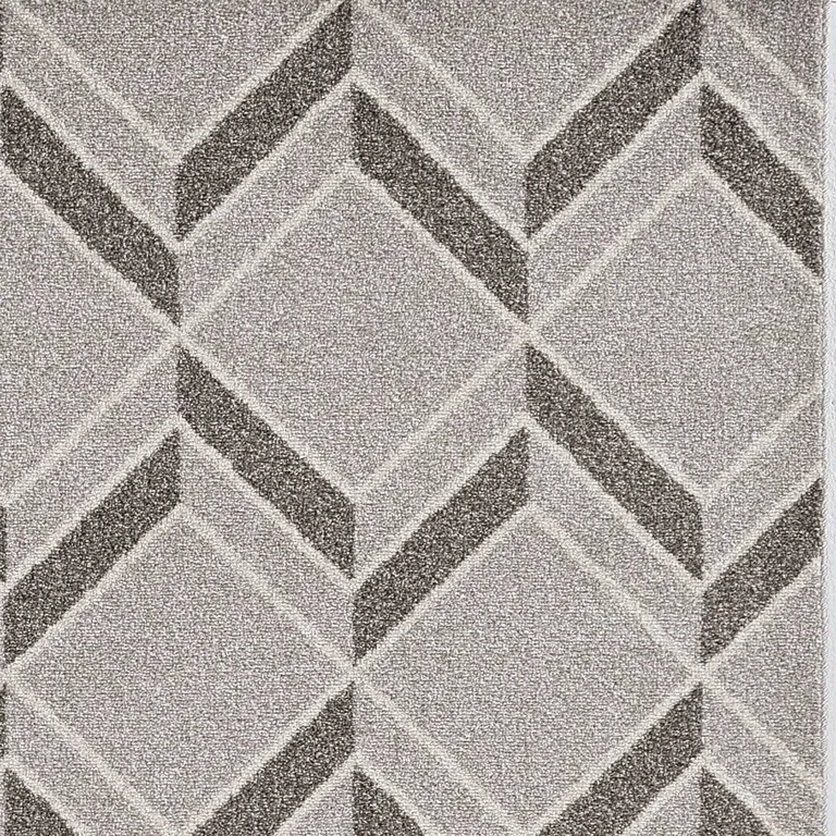 Grey Machine Woven UV Treated Herringbone Illusion Indoor Outdoor Accent Rug Photo 2