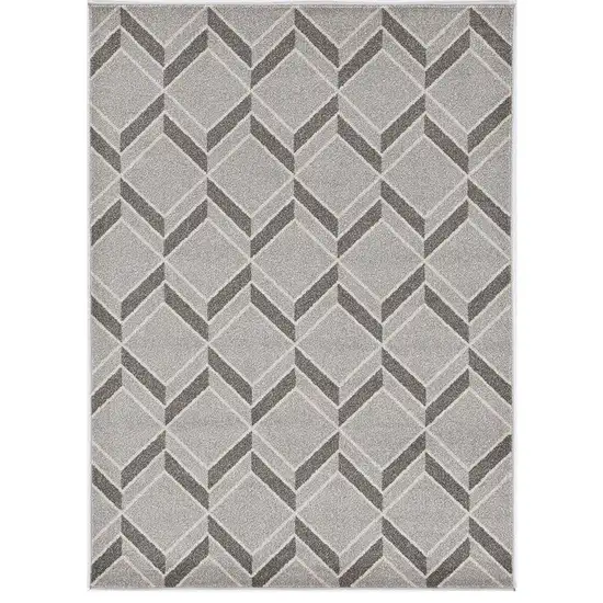 2'X4' Grey Machine Woven Uv Treated Herringbone Illusion Indoor Outdoor Accent Rug Photo 2