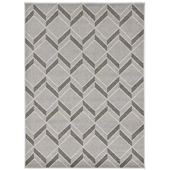 5'X8' Grey Machine Woven Uv Treated Herringbone Illusion Indoor Outdoor Area Rug Photo 2