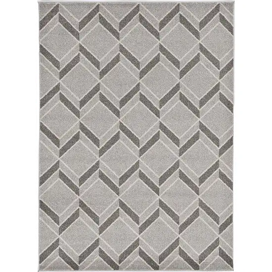 5'X8' Grey Machine Woven Uv Treated Herringbone Illusion Indoor Outdoor Area Rug Photo 2