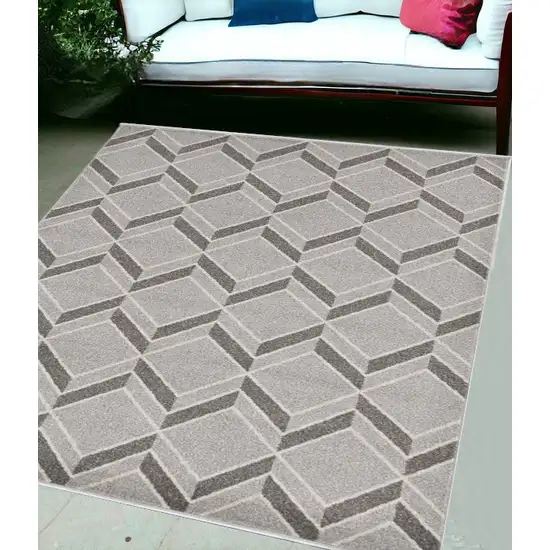 5'X8' Grey Machine Woven Uv Treated Herringbone Illusion Indoor Outdoor Area Rug Photo 1