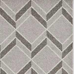 Photo of Grey Machine Woven UV Treated Herringbone Illusion Indoor Outdoor Area Rug