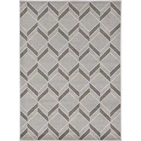 8'X11' Grey Machine Woven Uv Treated Herringbone Illusion Indoor Outdoor Area Rug Photo 6