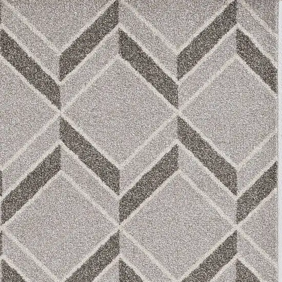 Grey Machine Woven UV Treated Herringbone Illusion Indoor Outdoor Area Rug Photo 1