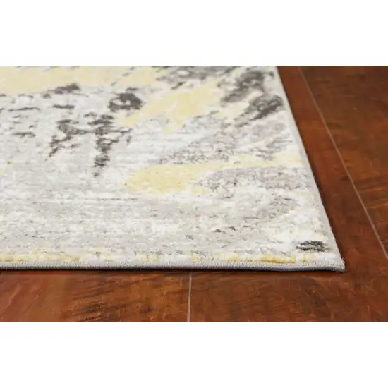 Grey Machine Woven Watercolor Splash Indoor Runner Rug Photo 4