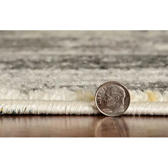 Grey Machine Woven Watercolor Splash Indoor Runner Rug Photo 3