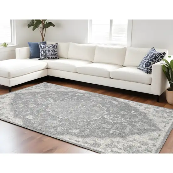 Grey Medallion Indoor Area Rug Photo 1