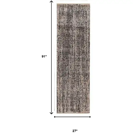 2' X 8' Grey Medallion Runner Rug Photo 7