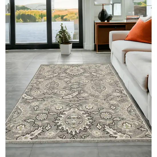 Grey Medallion Uv Treated Area Rug Photo 1