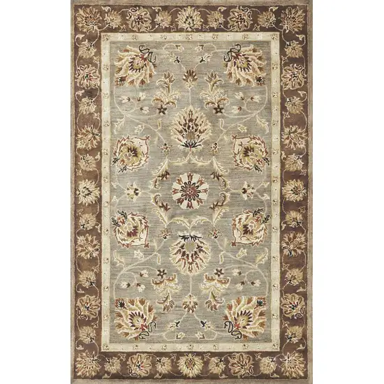 Grey Mocha Hand Tufted Traditional Floral Indoor Area Rug Photo 1