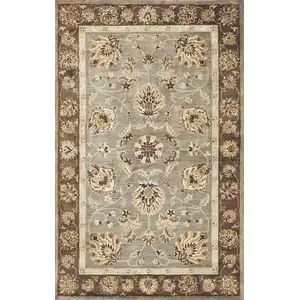 Photo of Grey Mocha Hand Tufted Traditional Floral Indoor Area Rug