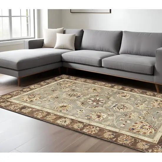 Grey Mocha Hand Tufted Traditional Floral Indoor Area Rug Photo 2