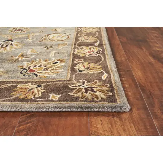 Grey Mocha Hand Tufted Traditional Floral Indoor Area Rug Photo 4