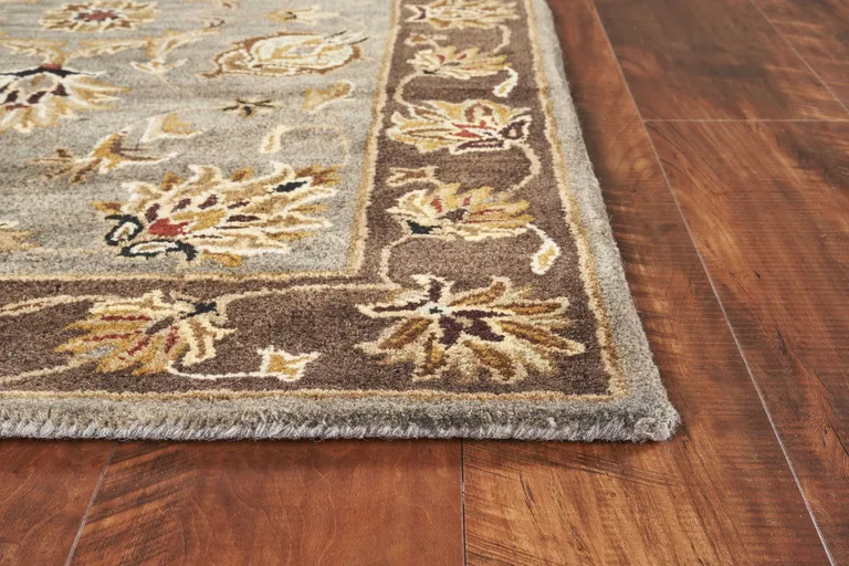 Grey Mocha Hand Tufted Traditional Floral Indoor Area Rug Photo 4