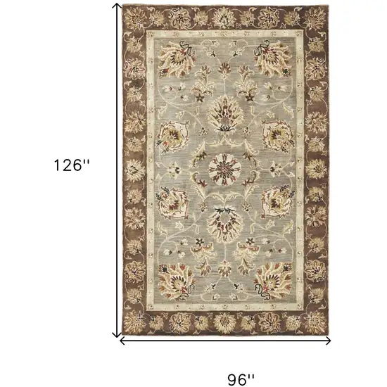 Grey Mocha Hand Tufted Traditional Floral Indoor Area Rug Photo 8