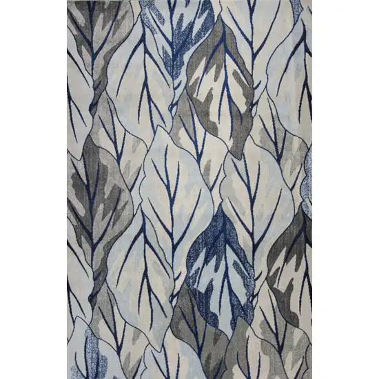 Grey Navy Machine Woven Tropical Indoor Area Rug Photo 1