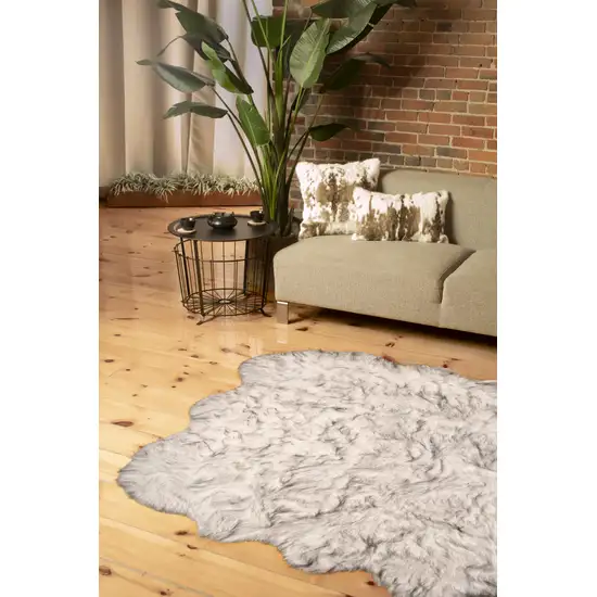 Grey Ombre Faux Sheepskin Non Skid Area Rug Photo 1