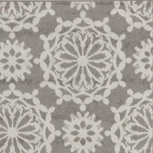 Photo of Grey Or Ivory Floral Circular Patterns Indoor Area Rug