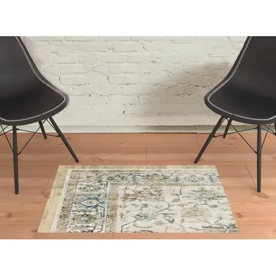 Grey Orange Blue Gold Green And Rust Oriental Printed Stain Resistant Non Skid Area Rug Photo 3