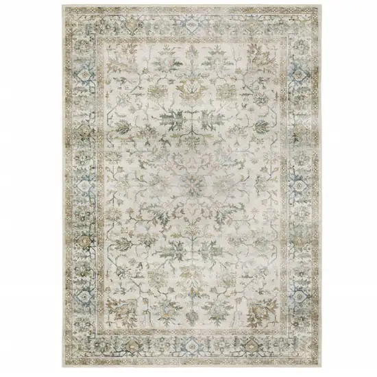 Grey Orange Blue Gold Green And Rust Oriental Printed Stain Resistant Non Skid Area Rug Photo 2