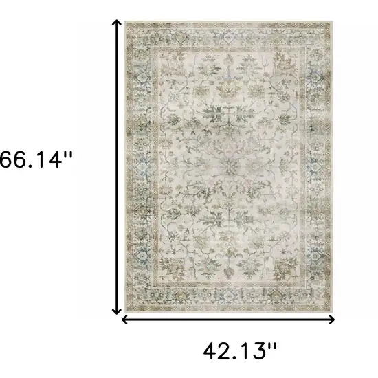 Blue and Gray Oriental Non Skid Area Rug Photo 3