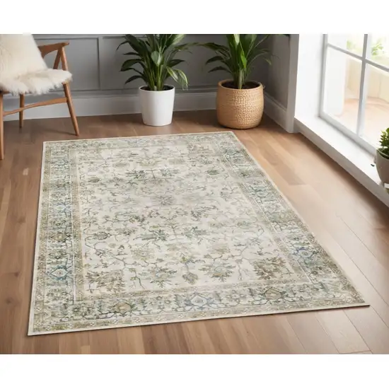 Blue and Gray Oriental Non Skid Area Rug Photo 1