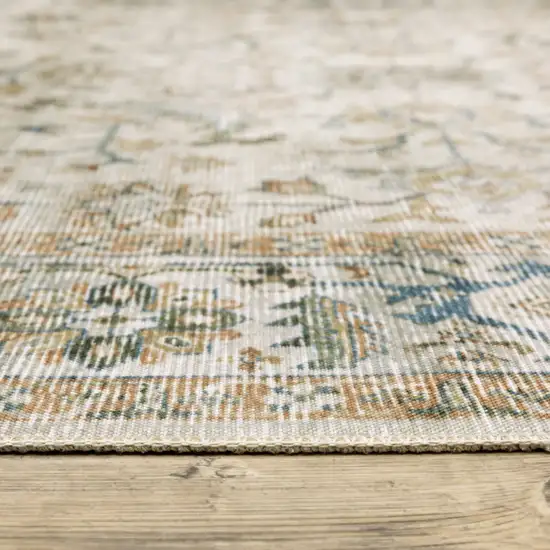 Grey Orange Blue Gold Green And Rust Oriental Printed Stain Resistant Non Skid Area Rug Photo 4