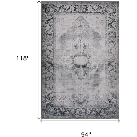 Grey Oriental Distressed Non Skid Area Rug Photo 9