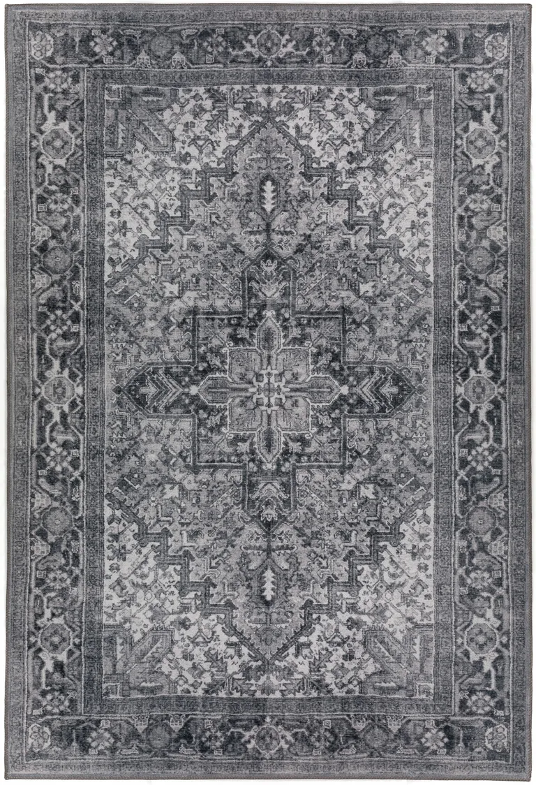 Grey Oriental Distressed Non Skid Area Rug Photo 1