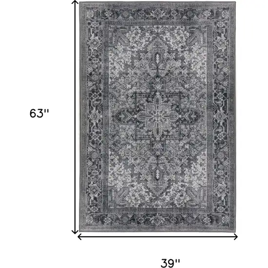 Grey Oriental Distressed Non Skid Area Rug Photo 9