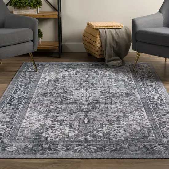 Grey Oriental Distressed Non Skid Area Rug Photo 6