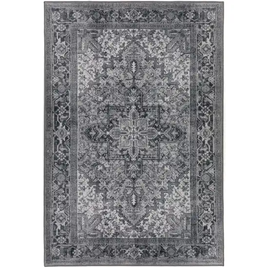 Grey Oriental Distressed Non Skid Area Rug Photo 5