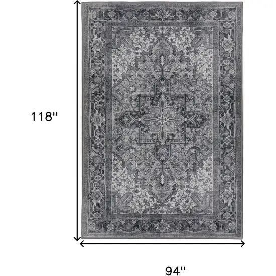 Grey Oriental Distressed Non Skid Area Rug Photo 9