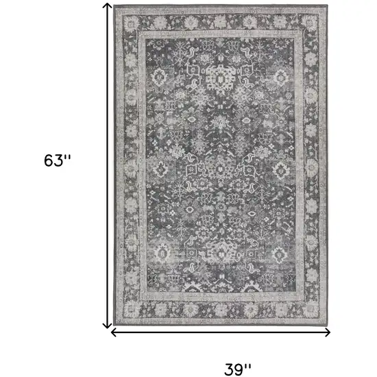 Grey Oriental Distressed Non Skid Area Rug Photo 9