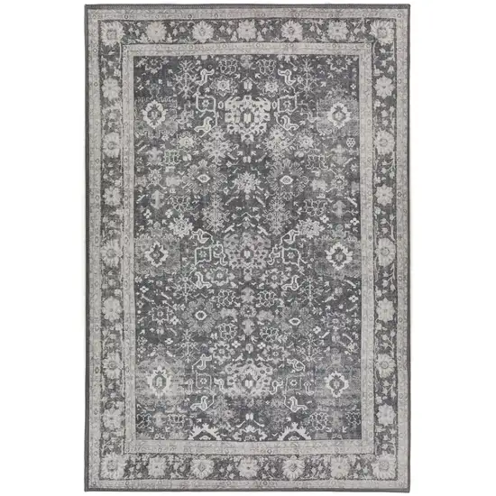 Grey Oriental Distressed Non Skid Area Rug Photo 1