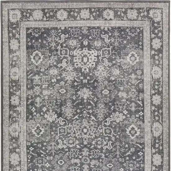 Grey Oriental Distressed Non Skid Area Rug Photo 5