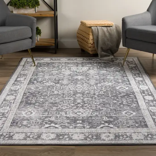 Grey Oriental Distressed Non Skid Area Rug Photo 6