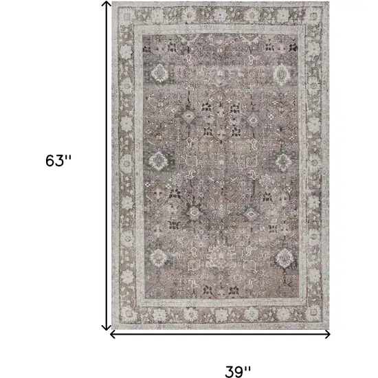 Grey Oriental Distressed Non Skid Area Rug Photo 9