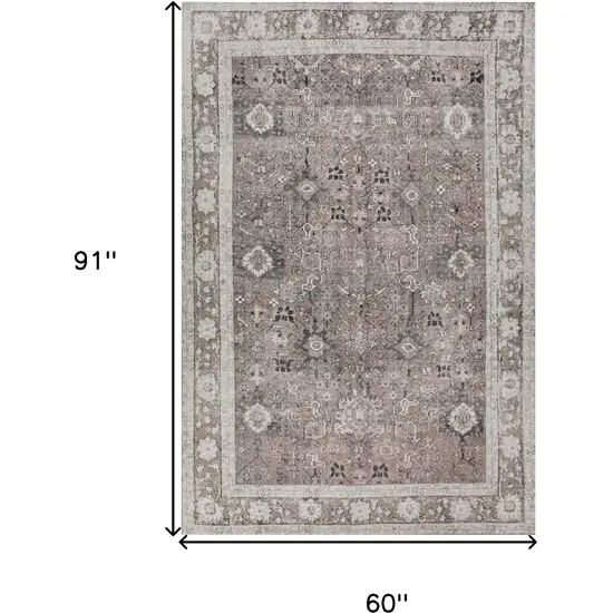 Grey Oriental Distressed Non Skid Area Rug Photo 9