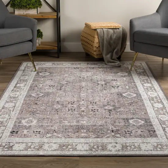 Grey Oriental Distressed Non Skid Area Rug Photo 6