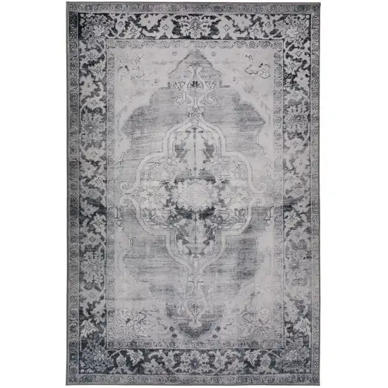 Grey Oriental Distressed Non Skid Area Rug Photo 1