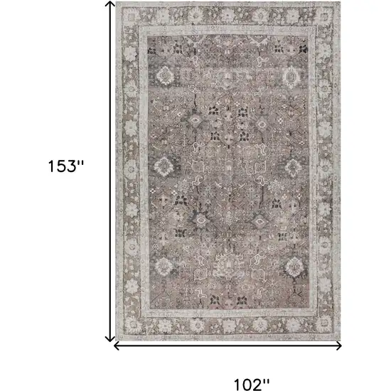 Grey Oriental Distressed Non Skid Area Rug Photo 9