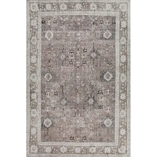 Grey Oriental Distressed Non Skid Area Rug Photo 5